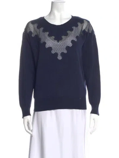 Pre-owned Sandro Crew Neck Long Sleeve Top In Blue