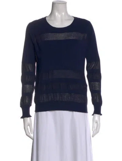 Pre-owned Sandro Crew Neck Long Sleeve Top In Blue