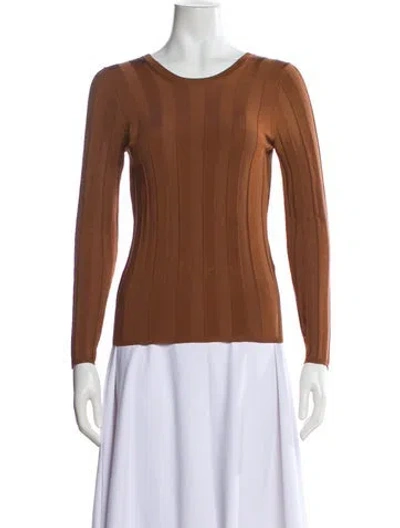 Pre-owned Sandro Crew Neck Long Sleeve Top In Brown