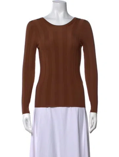 Pre-owned Sandro Crew Neck Long Sleeve Top In Brown