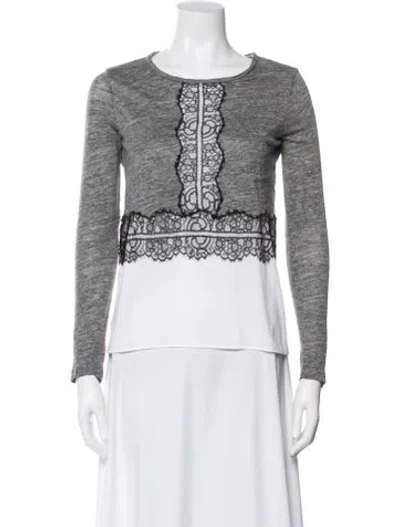 Pre-owned Sandro Crew Neck Long Sleeve Top In Gray