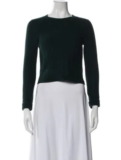 Pre-owned Sandro Crew Neck Long Sleeve Top In Green