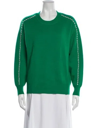 Pre-owned Sandro Crew Neck Long Sleeve Top In Green