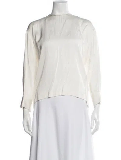 Pre-owned Sandro Crew Neck Long Sleeve Top In Neutral