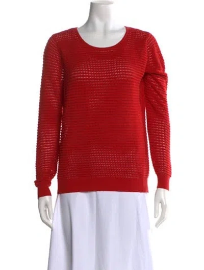 Pre-owned Sandro Crew Neck Long Sleeve Top In Red