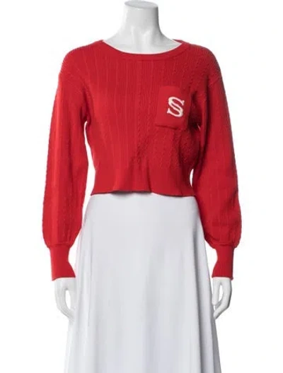 Pre-owned Sandro Crew Neck Long Sleeve Top In Red