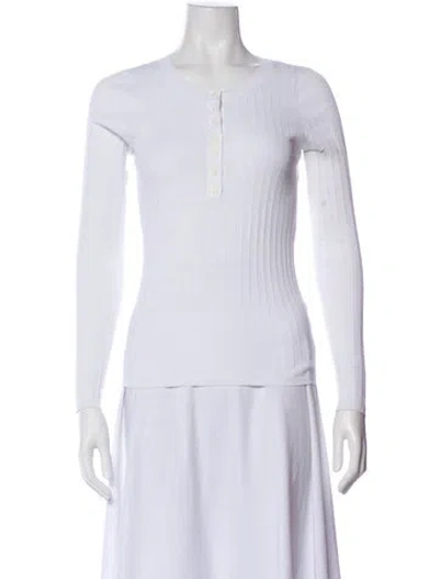 Pre-owned Sandro Crew Neck Long Sleeve Top In White
