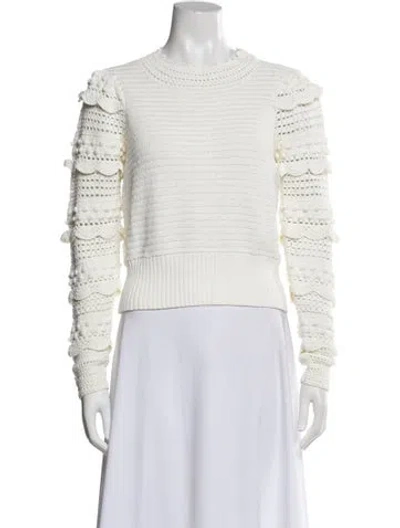 Pre-owned Sandro Crew Neck Long Sleeve Top In White