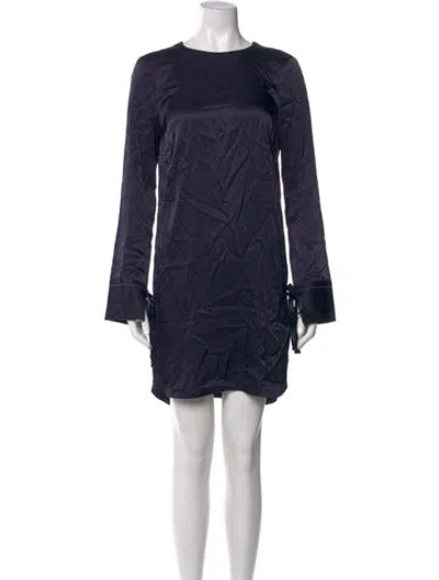 Pre-owned Sandro Crew Neck Midi Length Dress In Blue