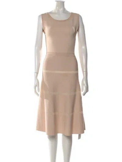 Pre-owned Sandro Crew Neck Midi Length Dress In Brown