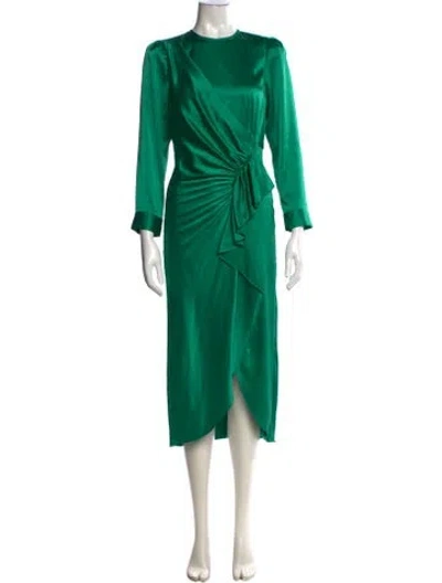 Pre-owned Sandro Crew Neck Midi Length Dress In Green