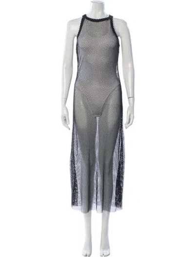Pre-owned Sandro Crew Neck Midi Length Dress In Multi