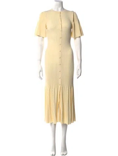 Pre-owned Sandro Crew Neck Midi Length Dress In Neutrals