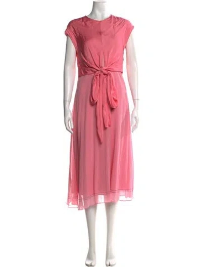 Pre-owned Sandro Crew Neck Midi Length Dress In Pink