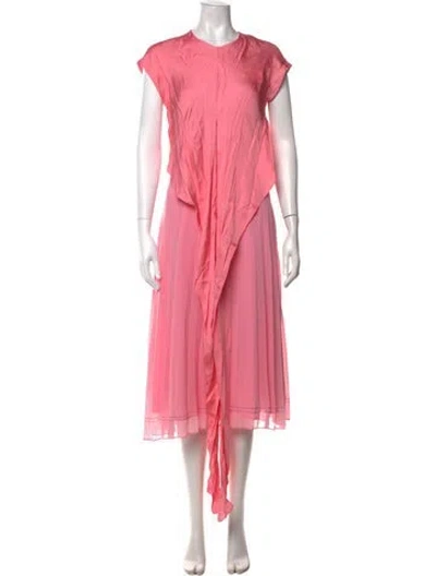 Pre-owned Sandro Crew Neck Midi Length Dress In Pink