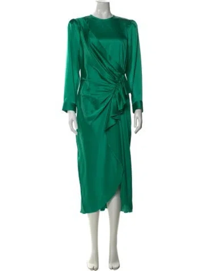 Pre-owned Sandro Crew Neck Midi Length Dress W/ Tags In Green