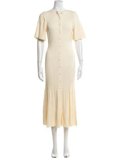 Pre-owned Sandro Crew Neck Midi Length Dress W/ Tags In Neutral