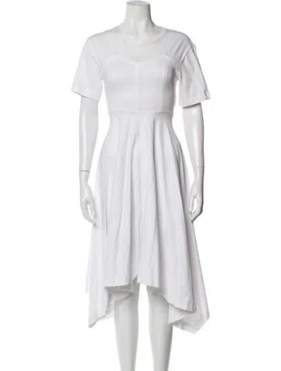 Pre-owned Sandro Crew Neck Midi Length Dress In White