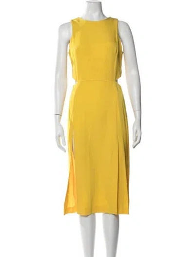 Pre-owned Sandro Crew Neck Midi Length Dress In Yellow