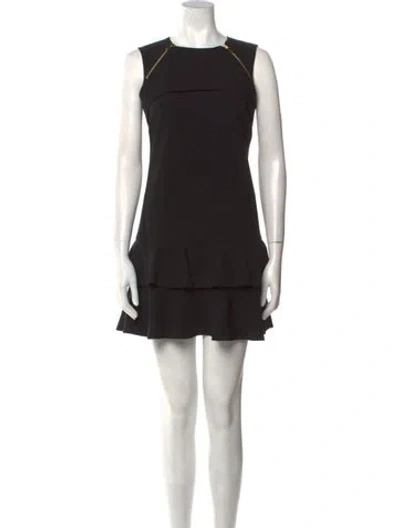 Pre-owned Sandro Crew Neck Mini Dress In Black