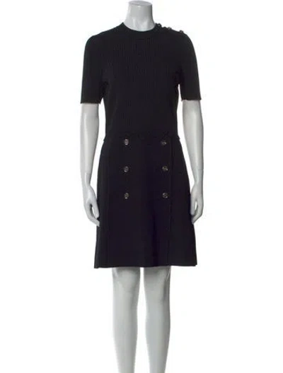 Pre-owned Sandro Crew Neck Mini Dress In Black