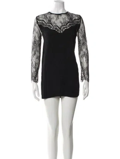 Pre-owned Sandro Crew Neck Mini Dress In Black