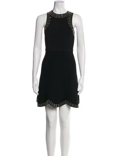 Pre-owned Sandro Crew Neck Mini Dress In Black