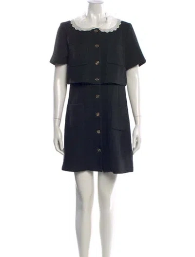 Pre-owned Sandro Crew Neck Mini Dress In Black