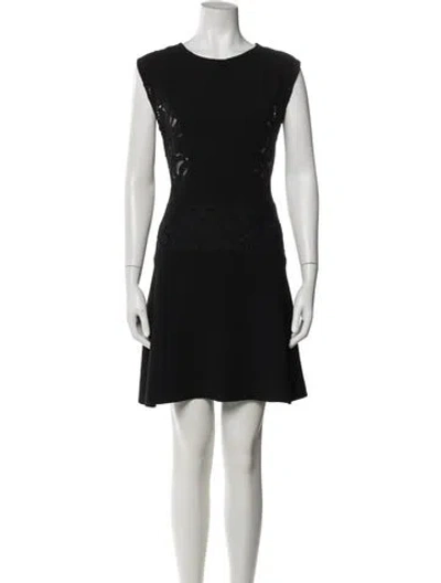 Pre-owned Sandro Crew Neck Mini Dress In Black