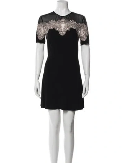 Pre-owned Sandro Crew Neck Mini Dress In Black