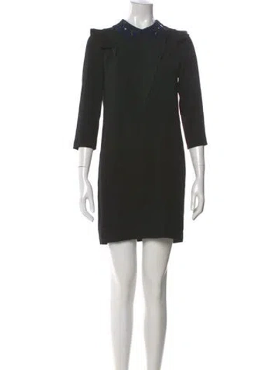 Pre-owned Sandro Crew Neck Mini Dress In Black