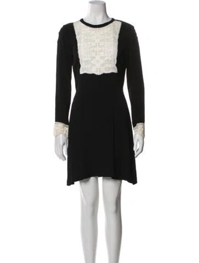 Pre-owned Sandro Crew Neck Mini Dress In Black