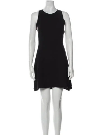 Pre-owned Sandro Crew Neck Mini Dress In Black