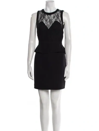 Pre-owned Sandro Crew Neck Mini Dress In Black