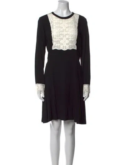 Pre-owned Sandro Crew Neck Mini Dress In Black