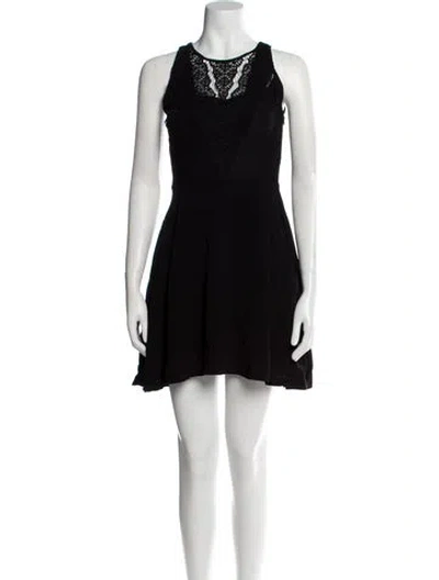Pre-owned Sandro Crew Neck Mini Dress In Black