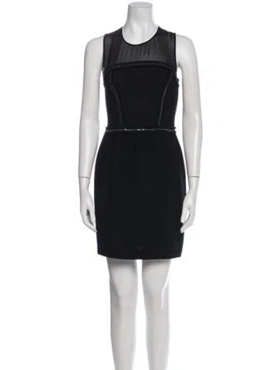 Pre-owned Sandro Crew Neck Mini Dress In Black