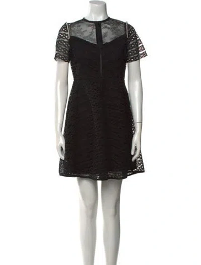 Pre-owned Sandro Crew Neck Mini Dress In Black