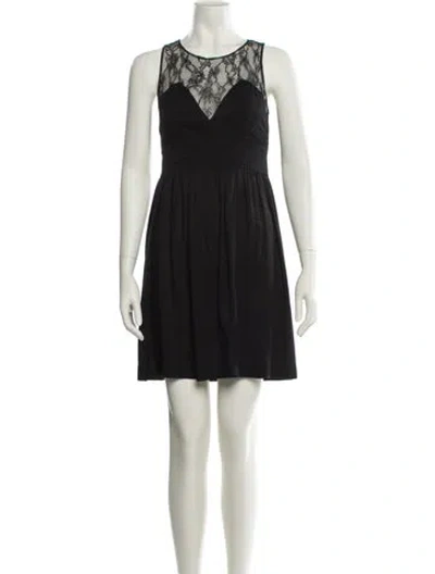 Pre-owned Sandro Crew Neck Mini Dress In Black