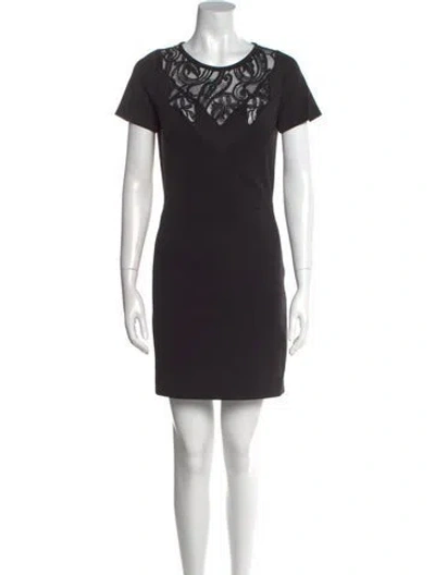 Pre-owned Sandro Crew Neck Mini Dress In Black