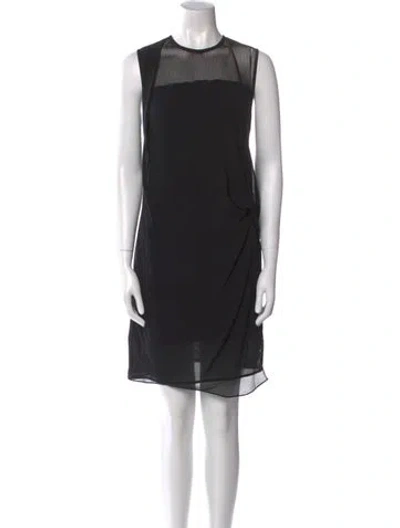 Pre-owned Sandro Crew Neck Mini Dress In Black