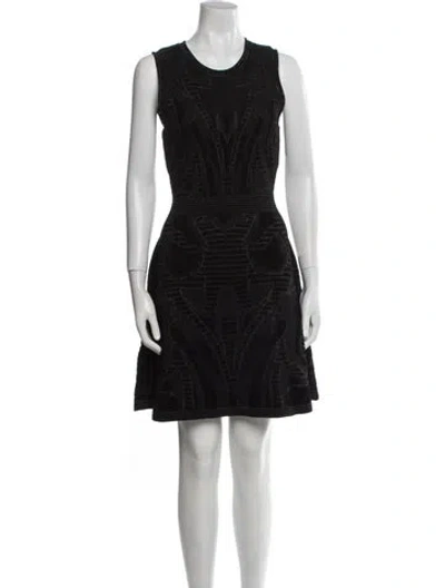 Pre-owned Sandro Crew Neck Mini Dress In Black