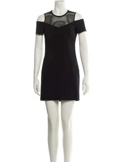 Pre-owned Sandro Crew Neck Mini Dress In Black