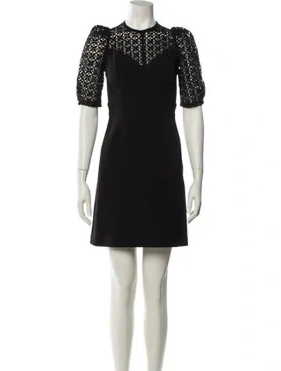 Pre-owned Sandro Crew Neck Mini Dress In Black