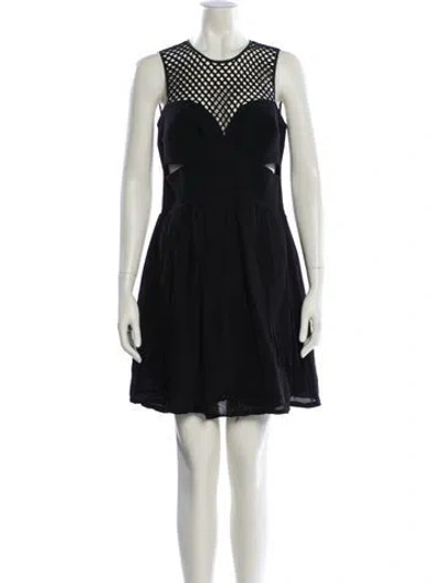 Pre-owned Sandro Crew Neck Mini Dress In Black