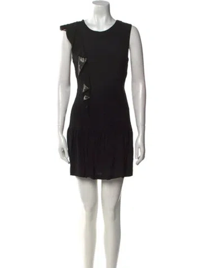 Pre-owned Sandro Crew Neck Mini Dress In Black