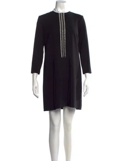 Pre-owned Sandro Crew Neck Mini Dress In Black