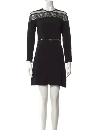 Pre-owned Sandro Crew Neck Mini Dress In Black