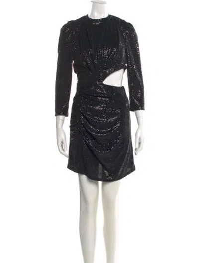 Pre-owned Sandro Crew Neck Mini Dress In Black