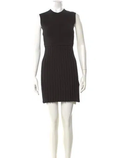 Pre-owned Sandro Crew Neck Mini Dress In Black